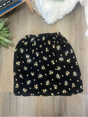 Women's Homemade Black Yellow Floral Mini Skirt